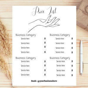 Nail Price List Template D.I.Y Editable Printable Minimalist Instant ...