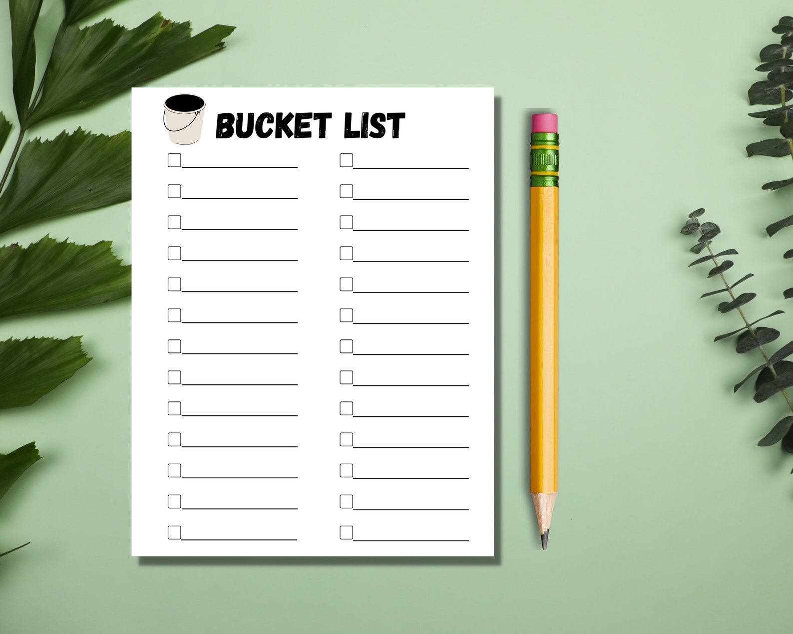 Editable Bucket List Minimalist Template Printable Instant Download