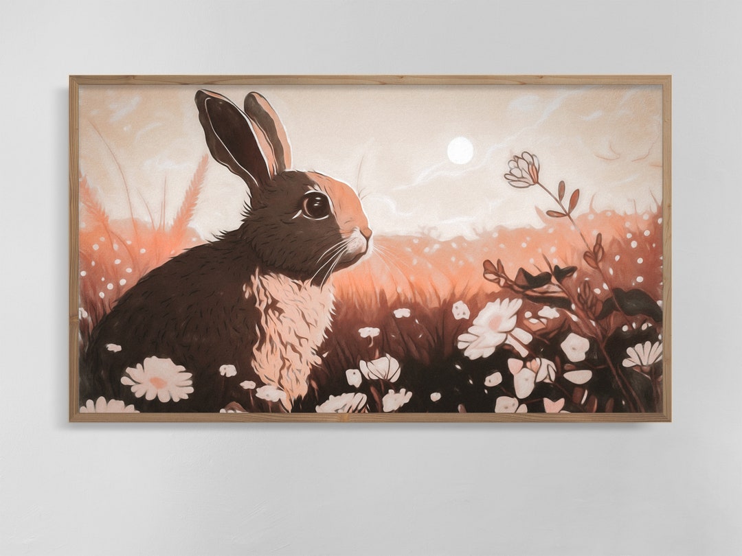Aesthetic Bunny Rabbit Frame TV Art Cute Easter Desktop Wallpaper ...