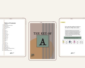 Libro de trabajo de acordes de instrumentos de cuerda / Clave de La / Descarga digital codificada por colores / Más de 135 páginas / 20 arpegios y acordes / Educación musical