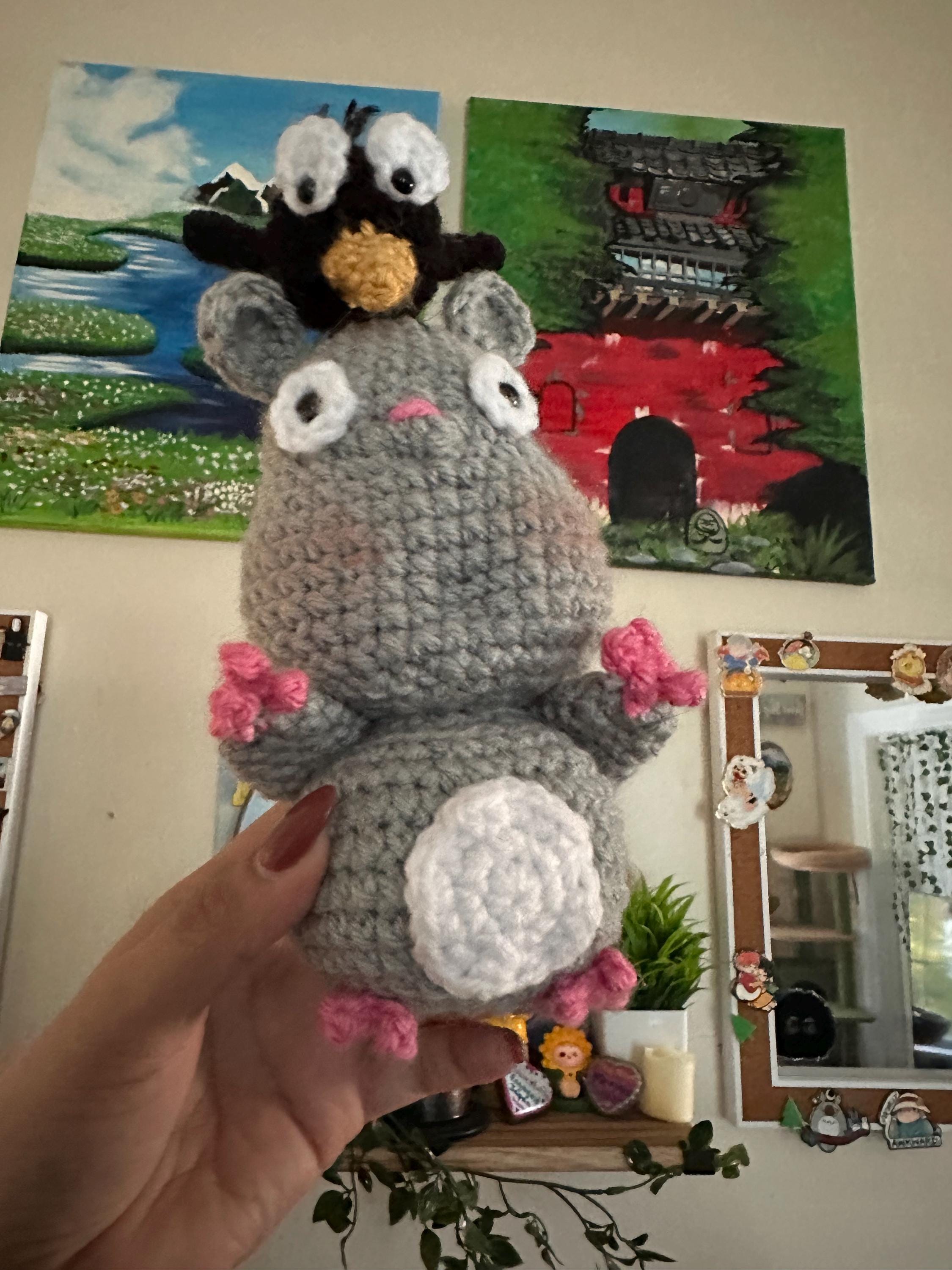 Crow Mouse Spirit Anime Movie - Mouse and Crow Handmade Amigurumi Plushie - Etsy