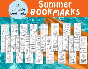Marcadores de Livros de Verão / Marcadores de Livros Imprimíveis para Leitura de Verão / Páginas para Colorir de Verão / Desafio de Leitura de Verão / Verão / Atividades de Verão para Crianças