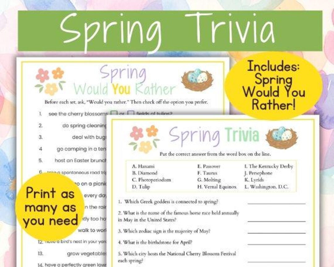 Spring Trivia | Spring Would You Rather | Spring Office Party Games ...