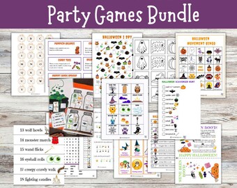Halloween Party Games Bundle, Halloween Classroom Games, Halloween Bingo, Halloween Charades, Halloween Games for Adults, Kids Halloween