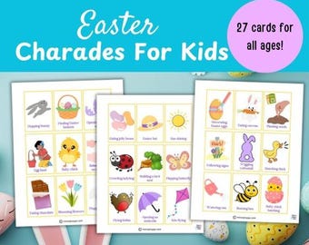 Easter Charades For Kids / Easter Games Printable / Easter Classroom Games / Games For Early Readers / Easter Activities / Easter Party Game