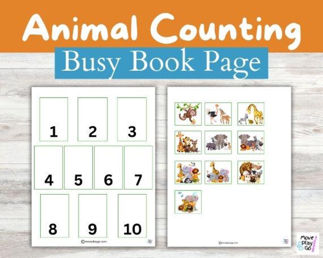 Animal Toddler Busy Book / Preschool Counting Sheet / Quiet Book / Busy ...
