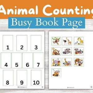 Animal Toddler Busy Book / Preschool Counting Sheet / Quiet Book / Busy Binder For Kids / Preschool Lessons / Busy Books / Kids Quiet Book