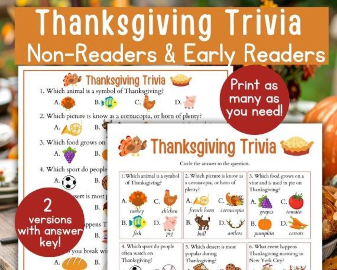 Thanksgiving Trivia for Non-reader | Family Reunion Games ...