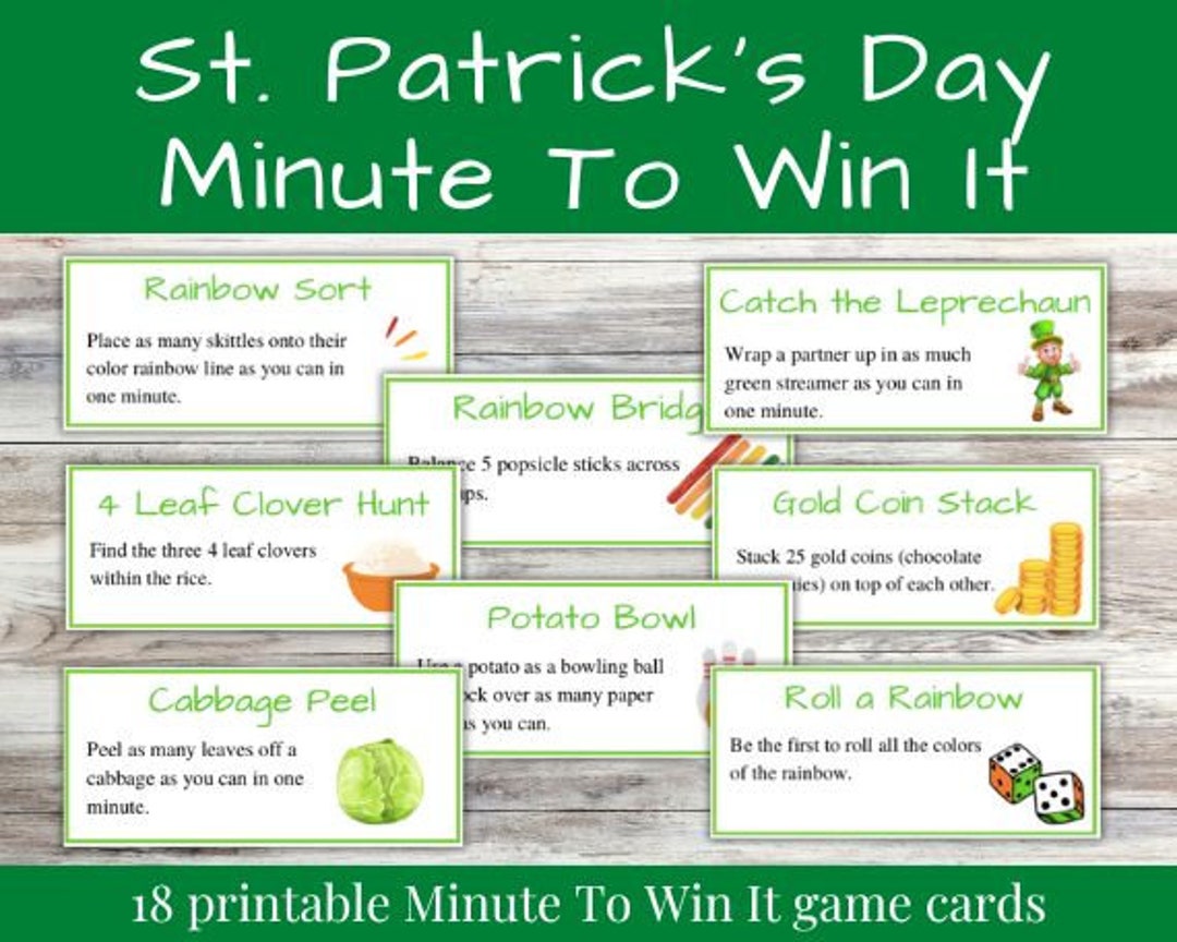 St. Patrick's Day Minute to Win It Cards - Etsy