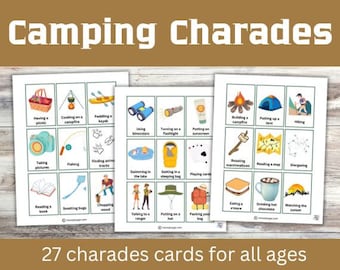 Printable Camping Charades Kids Activities, Camping Game Ideas, Camping Charades Ideas, Camping Printable, Camping with Kids, Lawn Games