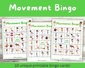 Movement Bingo, Bingo For Kids, Printable Bingo Cards, Bingo Game For Kids, Indoor Activities For Kids, Family Game Night