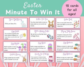 Easter Minute To Win It / Easter Classroom Games / Easter Family Games / Easter Party Games / Easter Games Printable / Easter Activity Kids