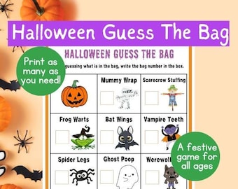 Halloween What's In The Bag Printable Game | Guess The Bag Game | Halloween Office Party Game | Classroom Halloween | Slumber Party Game