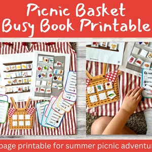 Picnic Basket Busy Book Printable, Busy Binder, Quiet Book, Toddler Activities, Printable Toddler Activity, Toddler Busy Book