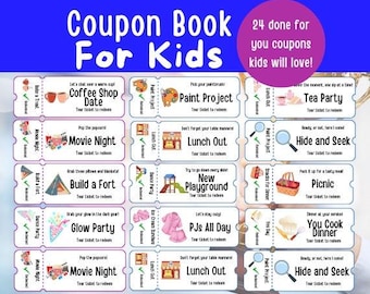 Livro de Cupons para Crianças | Livro de Cupons para Presente | Cupons Infantis | Livro de Cupons para Imprimir | Cupons de Recompensa para Imprimir para Crianças | Presente Fácil para Crianças
