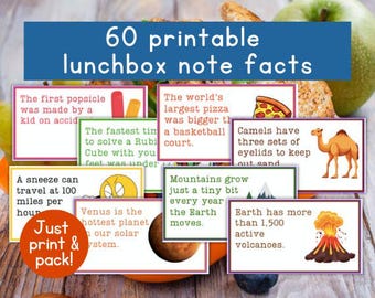 Lunchbox Notes Facts | Lunch Box Notes | Kids School Lunch Notes | Lunchbox Cards | School Lunch Notes | Love Mom | Fun Facts For Kids