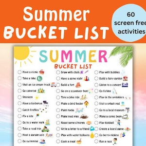 Summer Bucket List / Summer Activity / Bucket List Printable / Summer Ideas / Summer Activity Printable Ideas / Summer / Summer Fun Calendar