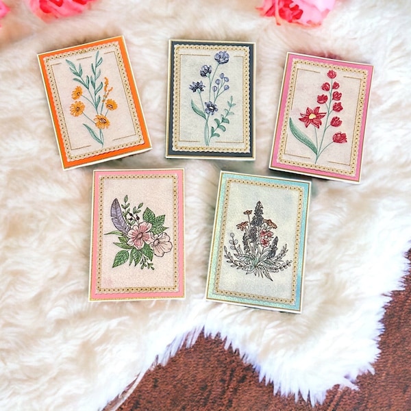 Intricate and Elegant Floral Greeting Cards - Set of 5, Handcrafted and Embroidered, Perfect For Any Occasion, Gift For Her or Friend