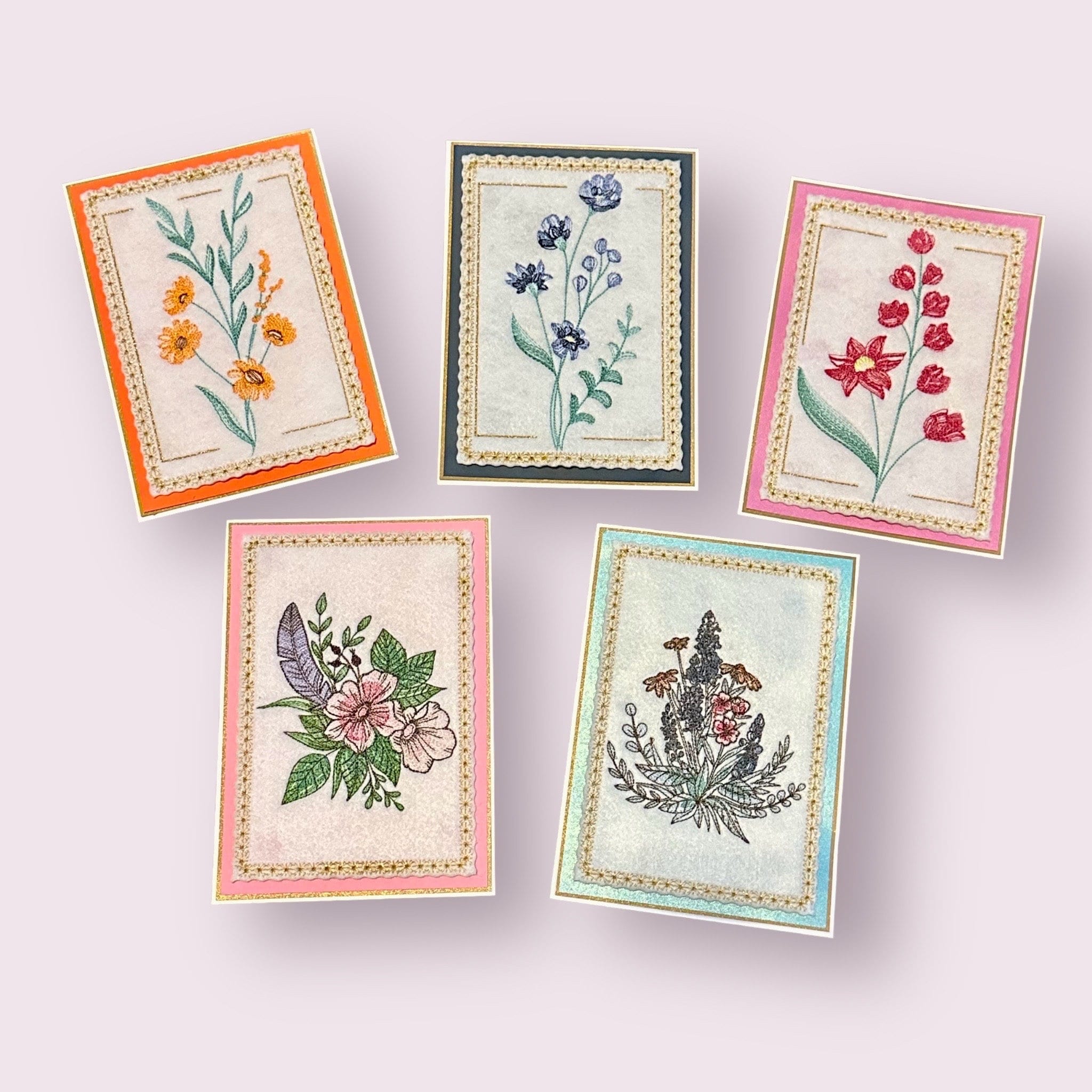 Handcrafted Embroidered Floral Cards - Elegant Greeting Card Set - Etsy