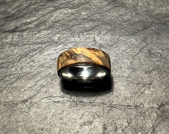 Handmade Buckeye Wood Ring with Stainless Steel Core