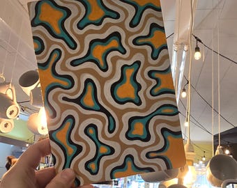 Blank Notebook, Unique Journal, Decorative Lined Journal, 6x8 Notebook, Geometric Abstract Design, White Black Blue Orange Brown Tan