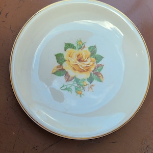 Vintage Yellow Rose Plate