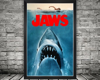 Jaws (1975) Movie Posters | Steven Spielberg | Roy Scheider | Robert Shaw | Richard Dreyfuss | Horror Thriller Film | Wall Art | Gift Ideas