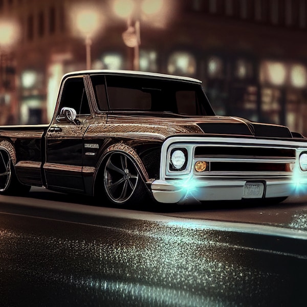 1968 Chevy C10 PNG and  SVG, Classic Car, Vintage Car, Wall Art, Muscle Car, Hot Rod, Gift for Him, Man Cave Decor, Truck, Downloadable
