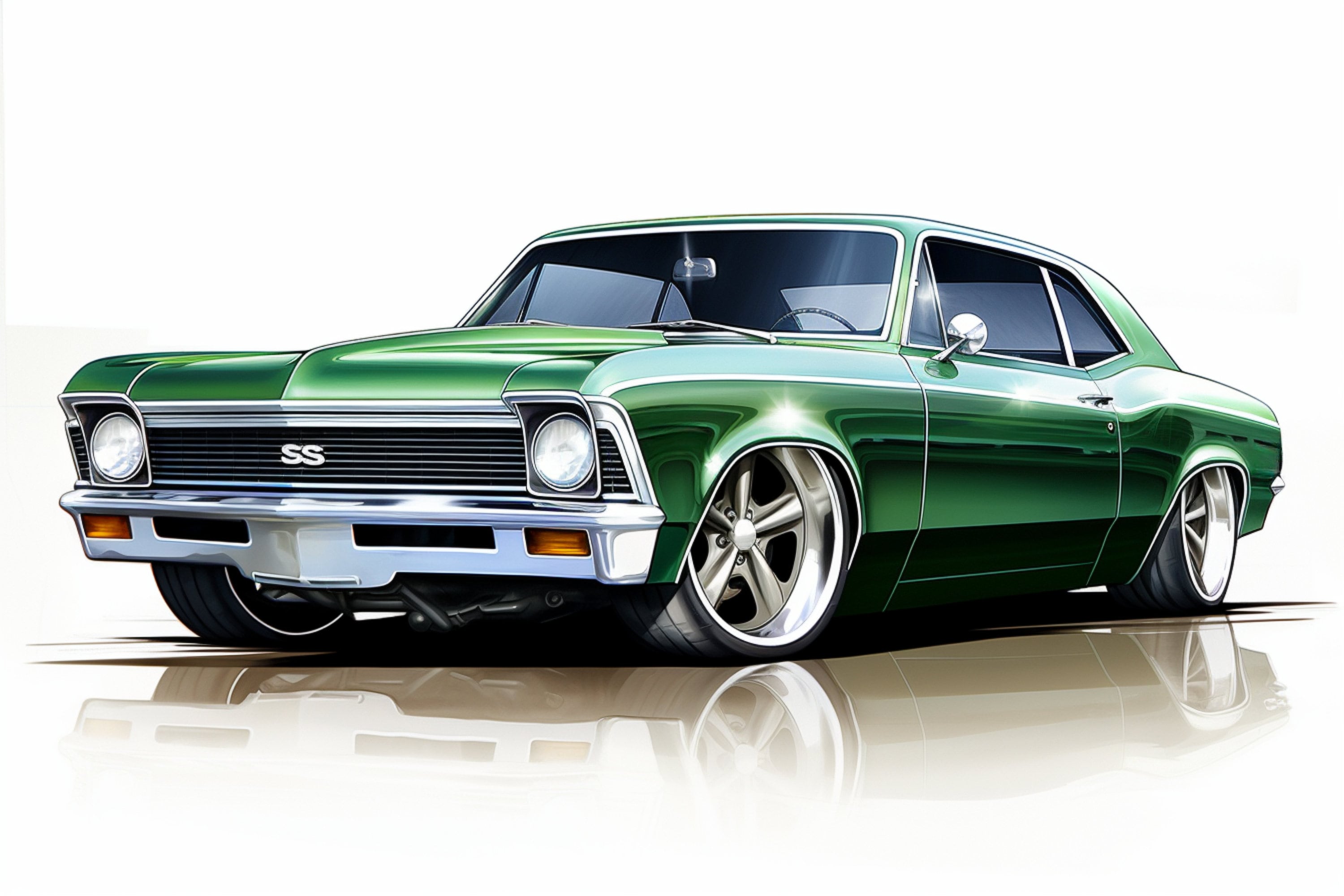 Green chevy nova - Etsy México, image size:3000x2000