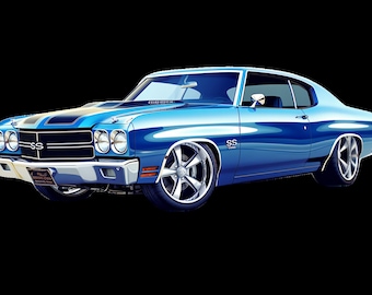 1970 Chevy Chevelle PNG, Classic Muscle Car Clipart, Vintage Chevrolet Digital Download
