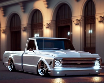 1968 Chevy C10 SVG PNG, White Pickup Truck, Vintage Chevrolet Digital Download