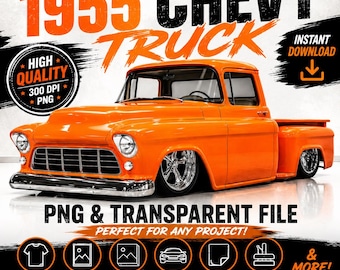 1955 Chevy Truck PNG, Vintage Pickup Clipart, Classic Chevrolet Digital Download