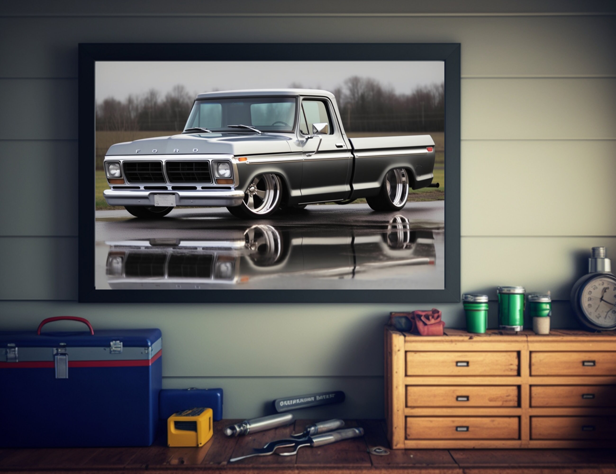 油絵　F100 How to draw a FORD F-100 PICKUP 1955 / drawing a 3d car