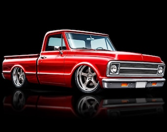 1968 Chevy C10 PNG, Vintage Pickup Truck Clipart, Classic Chevrolet Digital Download