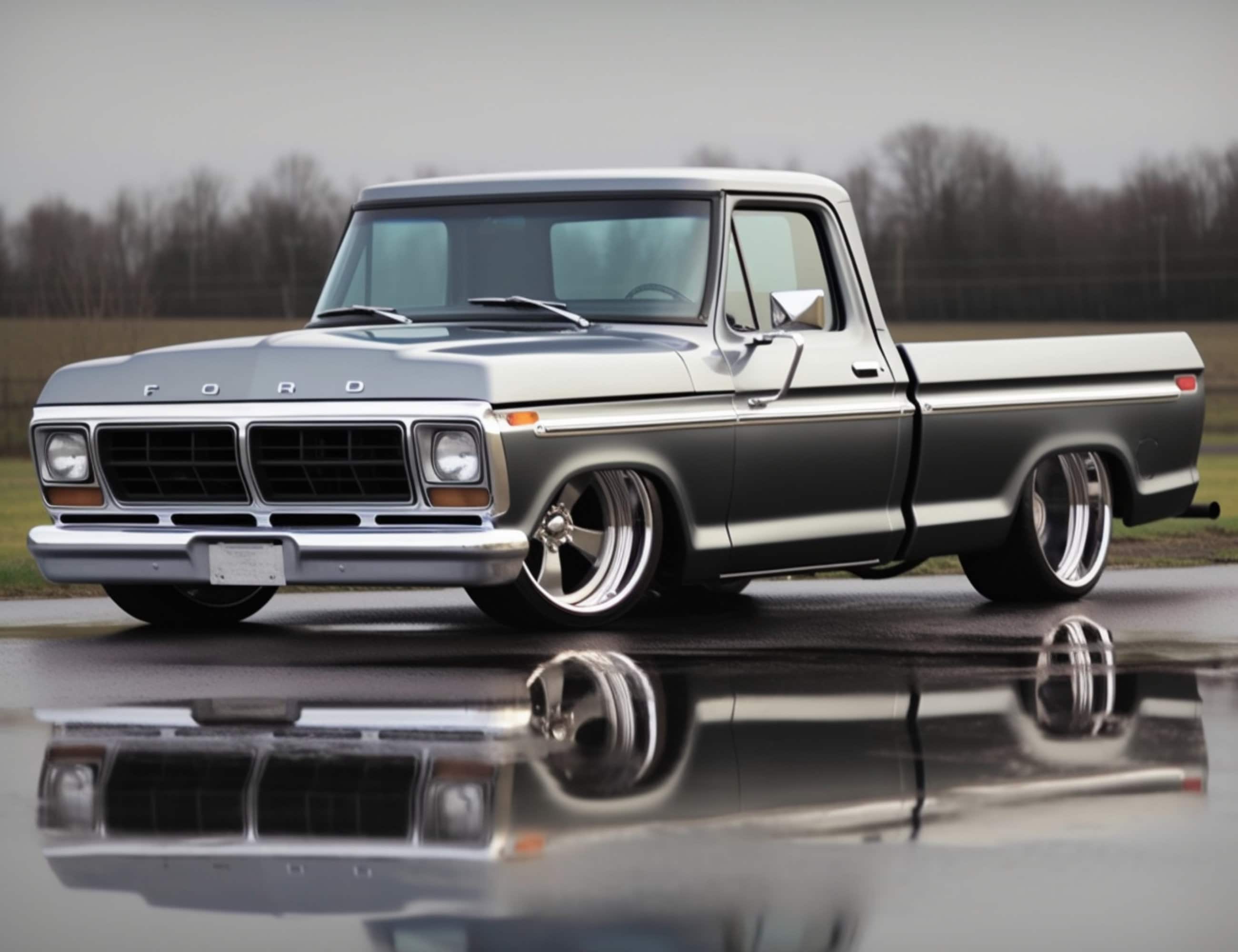油絵　F100 How to draw a FORD F-100 PICKUP 1955 / drawing a 3d car
