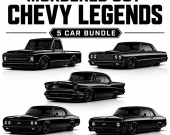 Murdered Out Chevy PNG Bundle, 5 Classic Car Downloads