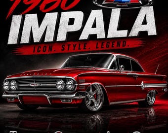 1960 Chevy Impala PNG, Lowrider, Classic Chevrolet Digital Download