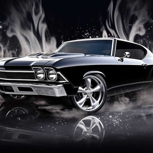 1968 Chevy Chevelle SVG and PNG files, Office Art, Wall Art, Muscle Car, Man Cave Decor, Gift for Him, Car poster, Canvas Art, Digital Art
