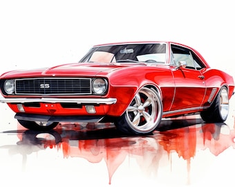 1967 Chevy Camaro Wall Art, Classic Muscle Car (SVG and PNG files)