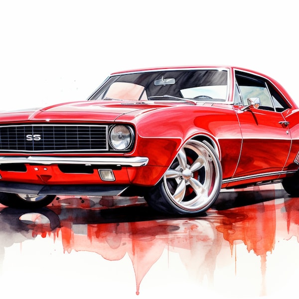 1967 Chevy Camaro SVG and PNG files, Classic Car, Vintage Car, Wall Art, Muscle Car, Man Cave Decor, Gift for Him, Car poster