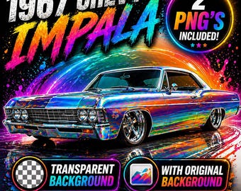 1967 Chevy Impala PNG Clipart, Classic Car Digital Download, Muscle Car Design