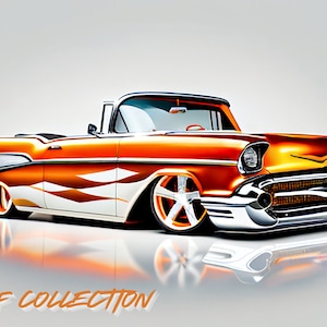 1957 Chevy Bel Air Convertible SVG y archivos PNG, Coche clásico, Coche antiguo, Arte de pared, Coche musculoso, Decoración de la cueva del hombre, Regalo para él, Cartel del coche