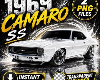 1969 Camaro SS PNG Bundle, Muscle Car Clipart, Classic Chevy Digital Download