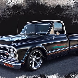 Fichier PNG de camion Chevy C10 de 1968, Art de bureau, Art mural, Muscle Car, Man Cave Decor, Cadeau pour lui, Affiche de voiture, Art sur toile, Art numérique