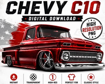 1964 Chevy C10 PNG, Vintage Pickup, Classic Chevrolet Digital Download