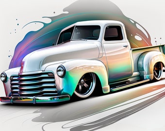 1948 Chevy Truck PNG, Watercolor Pickup, Vintage Chevrolet Digital Download