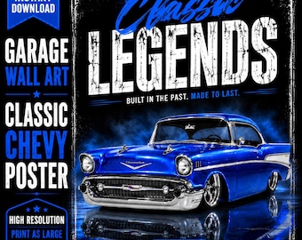 1957 Chevy Bel Air Poster PNG | Classic Garage Wall Art
