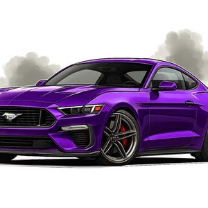2025 Ford Mustang GT PNG | Purple Muscle Car Clipart | Sublimation, T-Shirt Design, Digital Download, Transparent Background