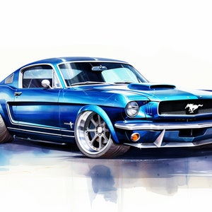 1965 Ford Mustang SVG and PNG files, Classic Car, Vintage Car, Wall Art, Muscle Car, Man Cave Decor, Gift for Him, Car poster