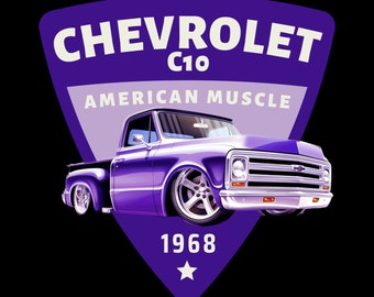 1968 Chevy C10 PNG, Vintage Pickup Truck Clipart, Classic Chevrolet Digital Download